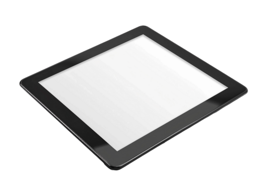 Stylish Tablet Device with Open Blank Screen Isolated on Transparent Background