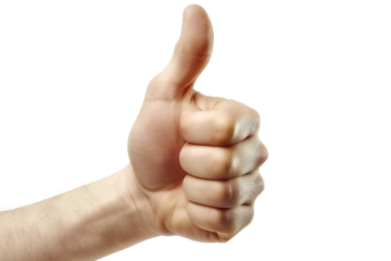 Thumbs Up Hand Gesture in High-Resolution Isolated on Transparent Background