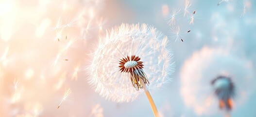 Dandelion Flower Close-Up with Fluffy Seeds. AI generated illustration