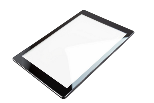 Elegant Touchscreen Tablet with Blank Screen for Custom Content Isolated on Transparent Background