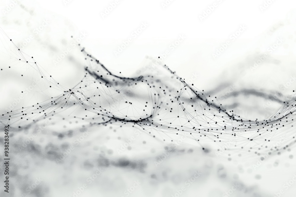 Poster A monochrome image showing a wave pattern made up of small dots