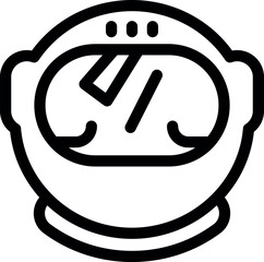 Bold line art icon of an astronaut's helmet reflecting light