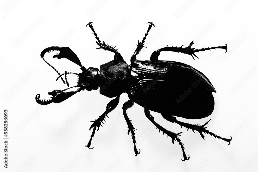 Poster A close-up shot of a black and white beetle on a simple background