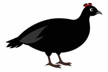 : Solid black Guinea Fowl animal vector silhouette black color