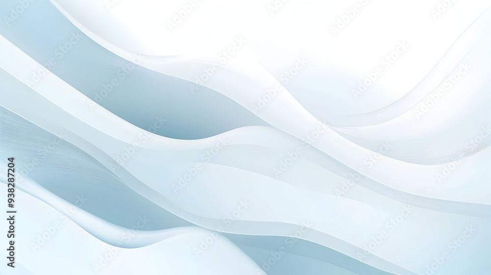 Poster elegant and minimalist gradient background ranging from light blue to white with simple flowing line