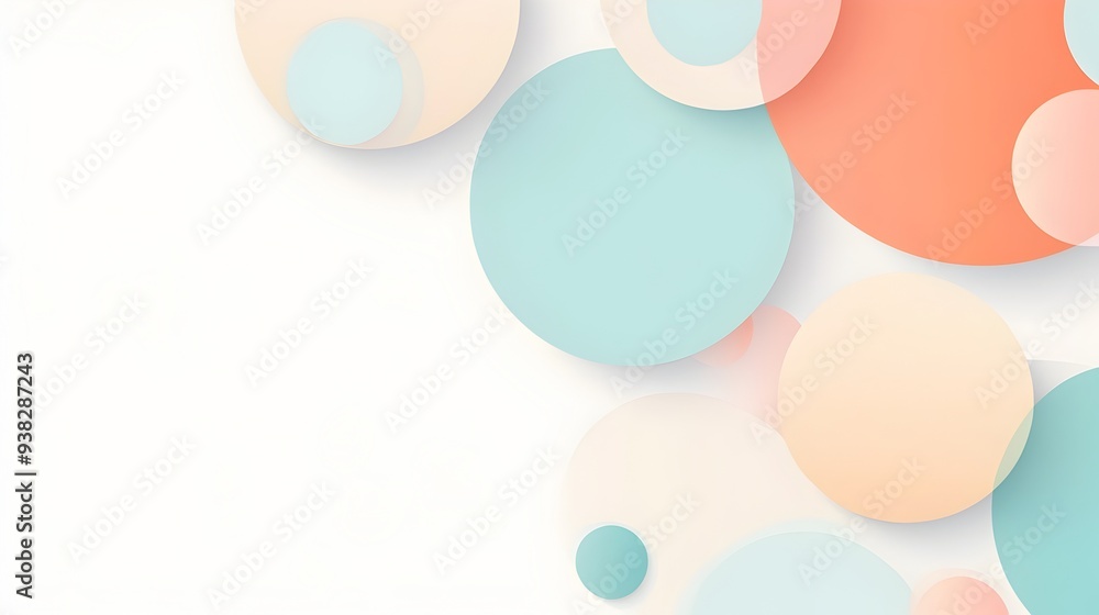 Poster minimalistic background with overlapping pastel circles and ample white space perfect for use as a c