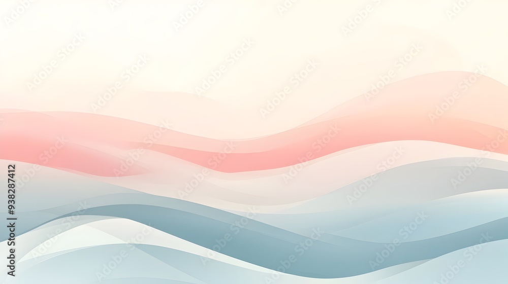 Poster minimalistic background featuring soft muted colors and light flowing waves designed for presentatio