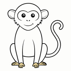 White Monkey with Blue Sky Background art vector illustration