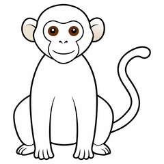 White Monkey with Blue Sky Background art vector illustration