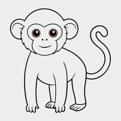 White Monkey with Blue Sky Background art vector illustration