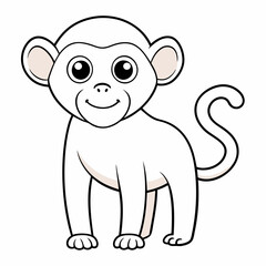 White Monkey with Blue Sky Background art vector illustration