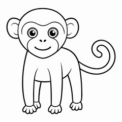 White Monkey with Blue Sky Background art vector illustration