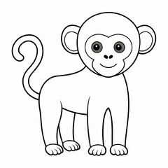 White Monkey with Blue Sky Background art vector illustration