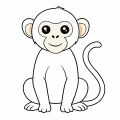White Monkey with Blue Sky Background art vector illustration
