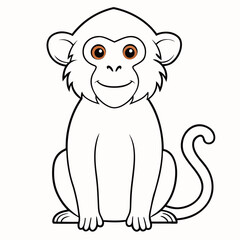 White Monkey with Blue Sky Background art vector illustration