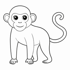 White Monkey with Blue Sky Background art vector illustration