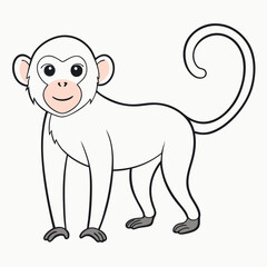 White Monkey with Blue Sky Background art vector illustration