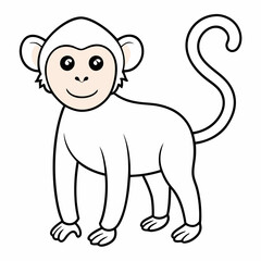 White Monkey with Blue Sky Background art vector illustration