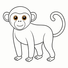 White Monkey with Blue Sky Background art vector illustration