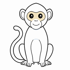 White Monkey with Blue Sky Background art vector illustration