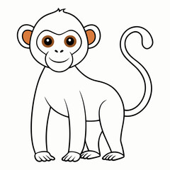 White Monkey with Blue Sky Background art vector illustration