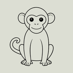 White Monkey with Blue Sky Background art vector illustration