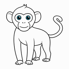 White Monkey with Blue Sky Background art vector illustration
