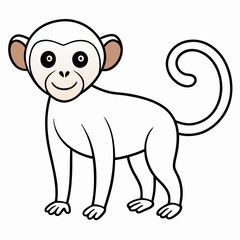 White Monkey with Blue Sky Background art vector illustration