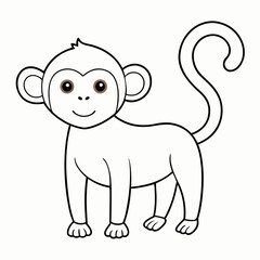 White Monkey with Blue Sky Background art vector illustration