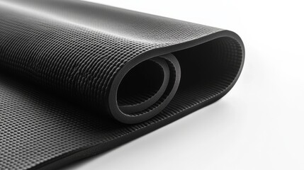 Rolled Up Black Yoga Mat.