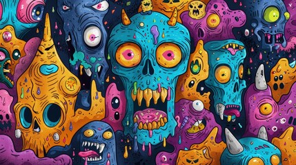 Obraz premium Monster Wallpaper illustration for full print t-shirt design, web background or for poster.