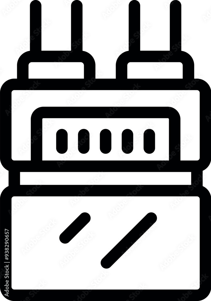 Poster simple icon of an electric fuse box protecting an electrical circuit, avoiding a short circuit