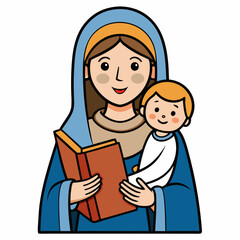 The virgin mary carrying the child jesus art vector