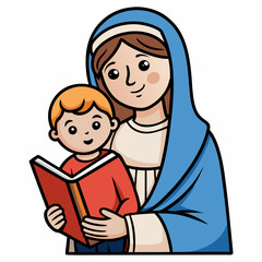 The virgin mary carrying the child jesus art vector