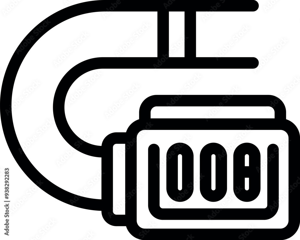 Poster line art vector icon of a magnetic key card being used for access control
