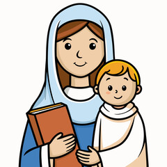 The virgin mary carrying the child jesus art vector