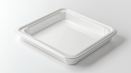 Empty White Plastic Food Container.
