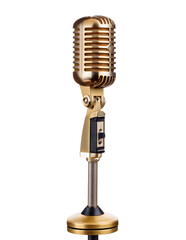 Fototapeta premium old-fashioned golden microphone, removed on PNG 