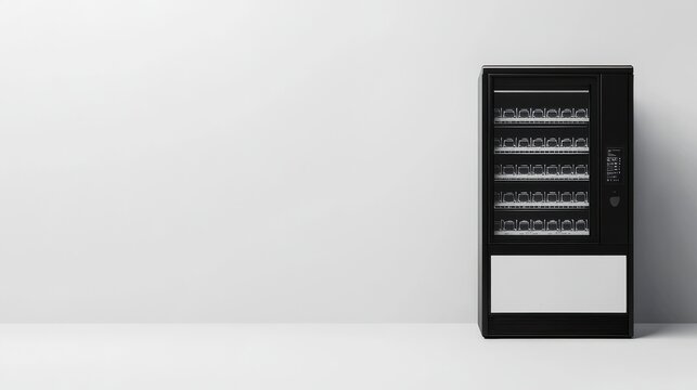 Black Vending Machine with White Background.