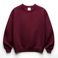 A stylish maroon crewneck sweatshirt mockup with a simple label, perfect for casual wear.
