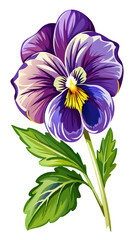 illustration of flower, Pansy flower isolated on white background, Pansy illustration, Pansy flower vector