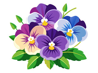 illustration of flower, Pansy flower isolated on white background, Pansy illustration, Pansy flower vector