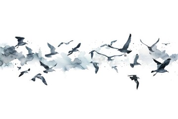 Obraz premium A group of birds soaring through the air, with the sun shining down
