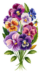 illustration of flower, Pansy flower isolated on white background, Pansy illustration, Pansy flower vector