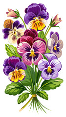 illustration of flower, Pansy flower isolated on white background, Pansy illustration, Pansy flower vector