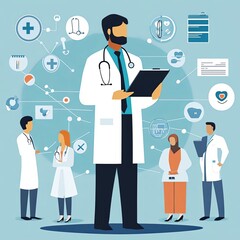 doctor with stethoscope and clipboard