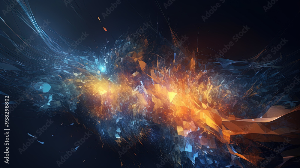 Poster A colorful explosion of paint with a pastel color palette. Dynamic and energetic abstract background
