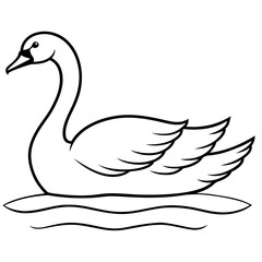 Swan on Serene Lake  Art art vector illustration