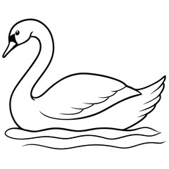 Swan on Serene Lake  Art art vector illustration