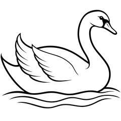 Swan on Serene Lake  Art art vector illustration